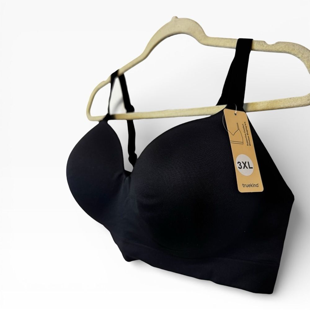 Truekind Supportive Comfort Wireless Shaping Black Bra 3XL - Picture 2 of 5
